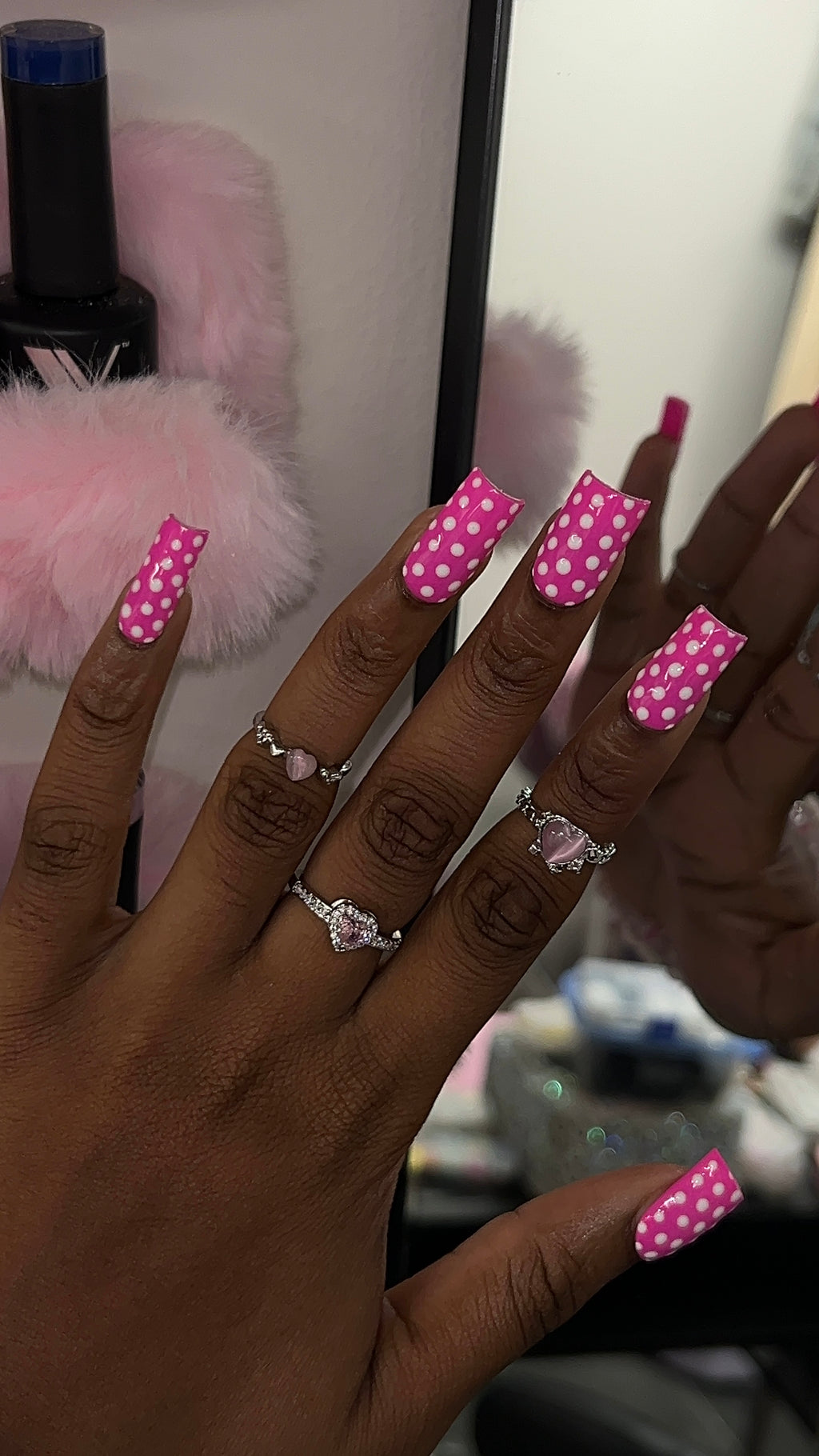 Pink Polka Dot Press Ons