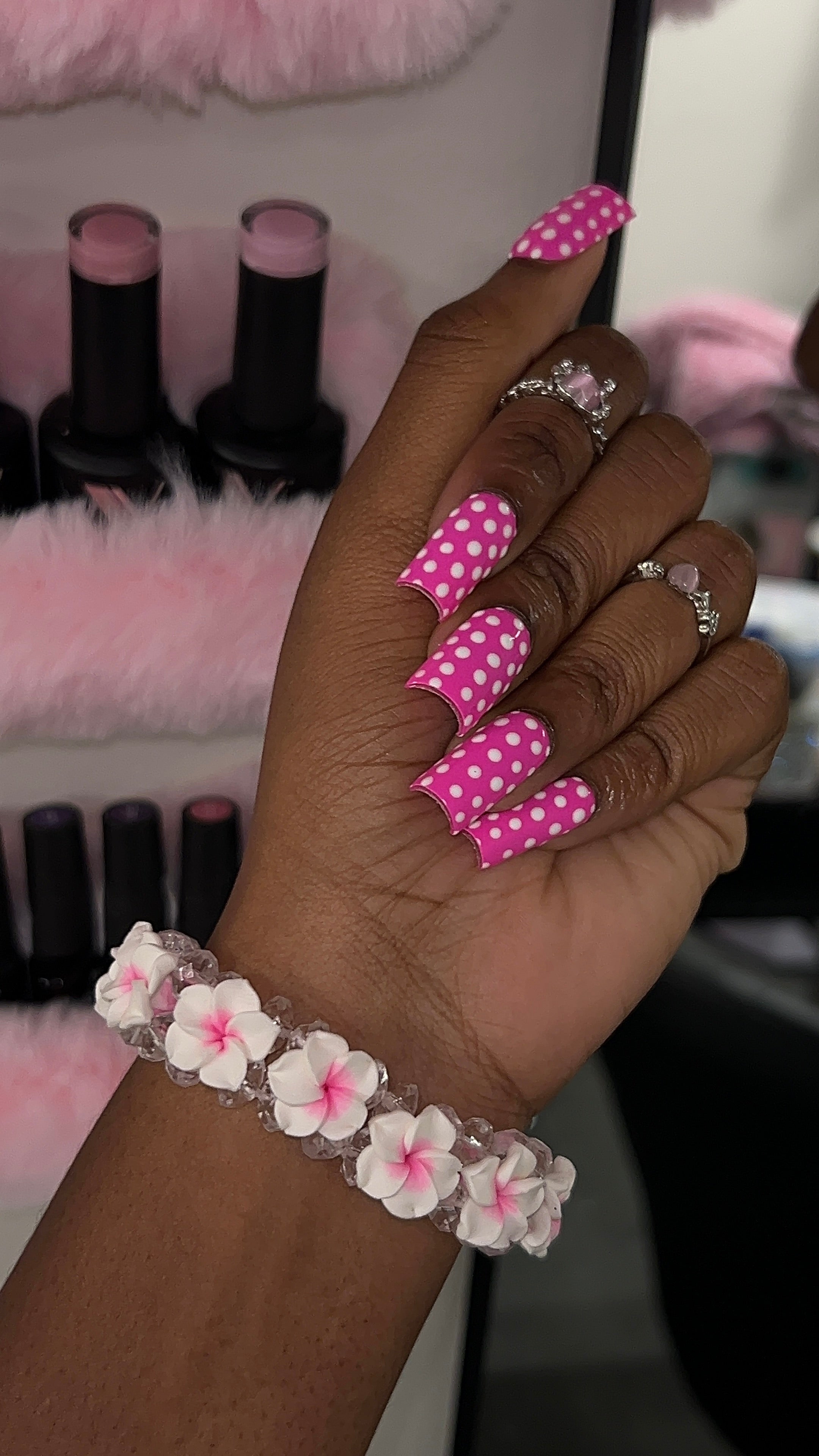 Pink Polka Dot Press Ons