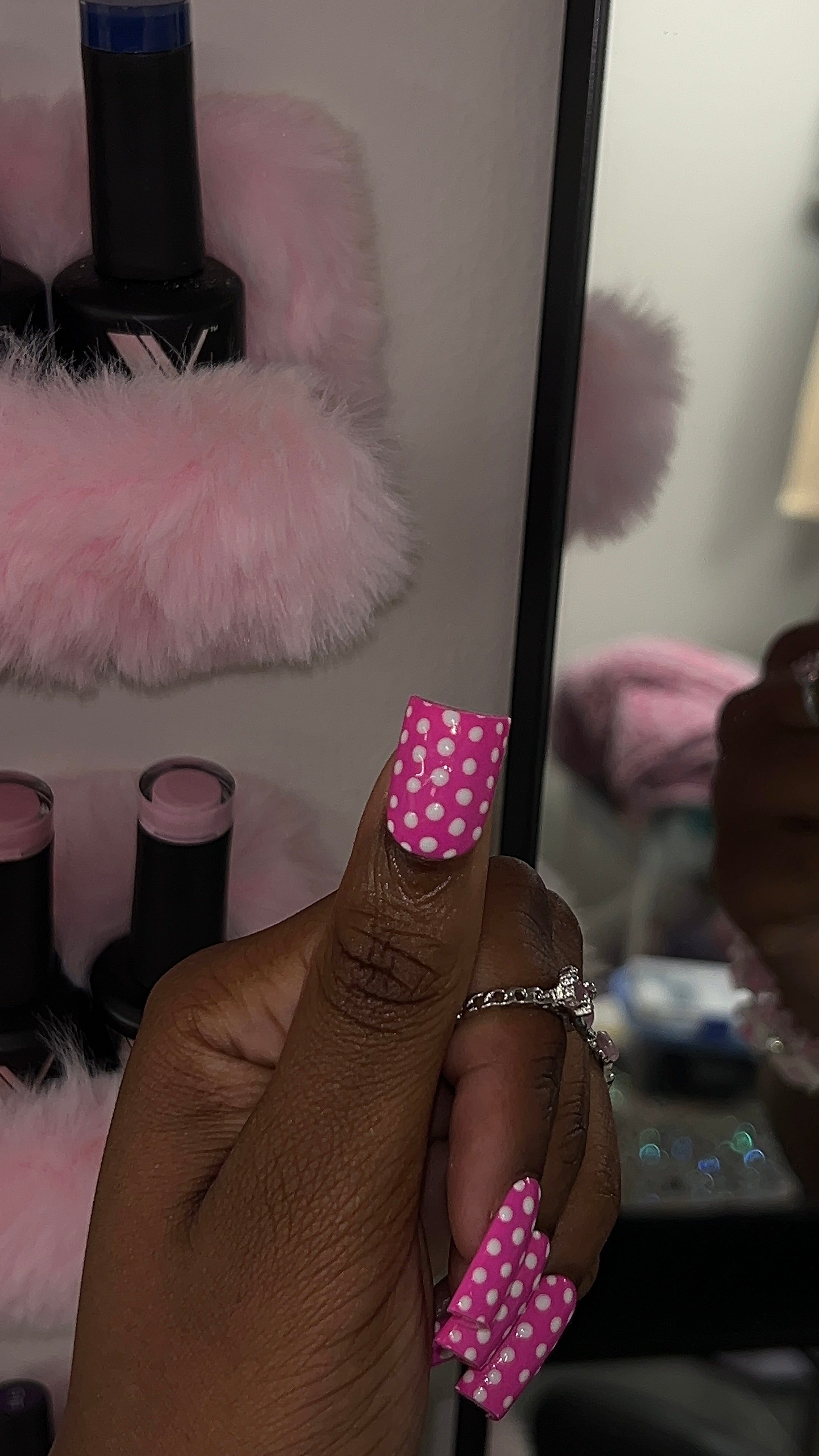 Pink Polka Dot Press Ons